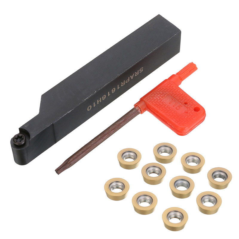Ocut SRAPR1616H10 CNC Face Milling External Lathe Blade Holder Mayitr Turning Boring Tool + 10pcs RPMT10T3MO Inserts