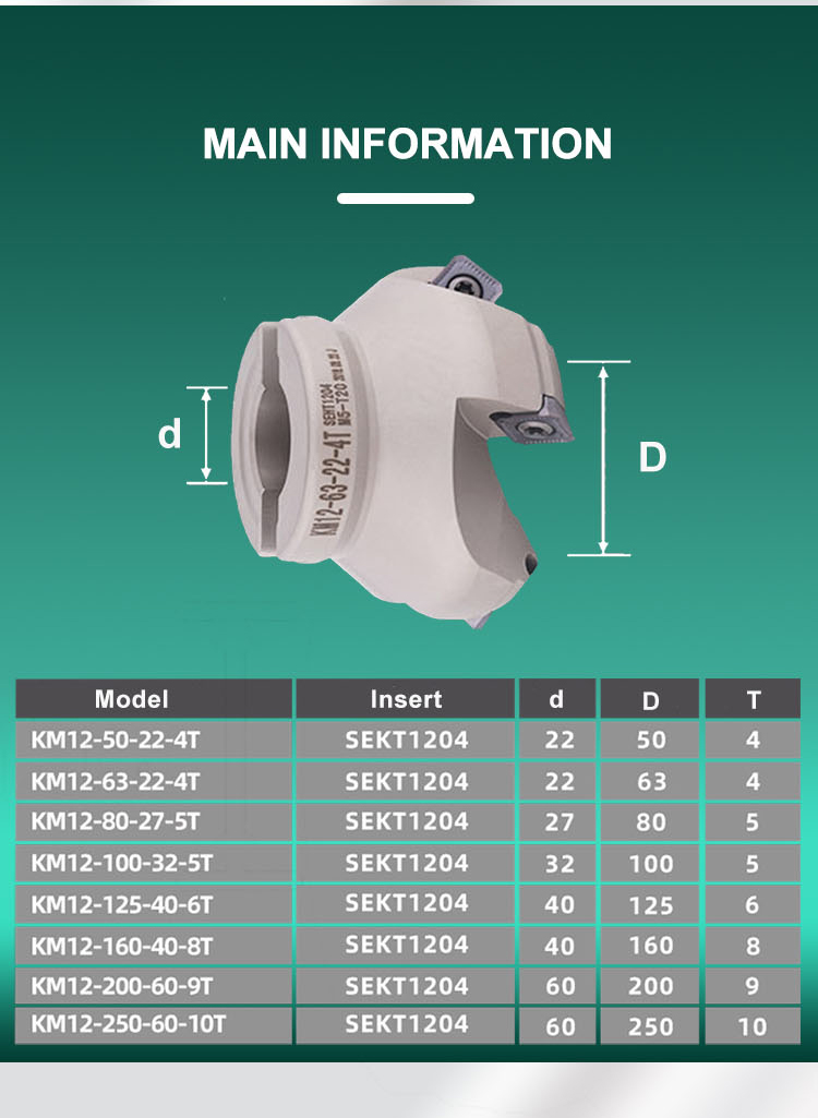 Ocut Milling Tools KM12 Type 45 Degree 22mm 27mm 32mm 40mm Face Mill for SEKT Insert - Face mill - 5