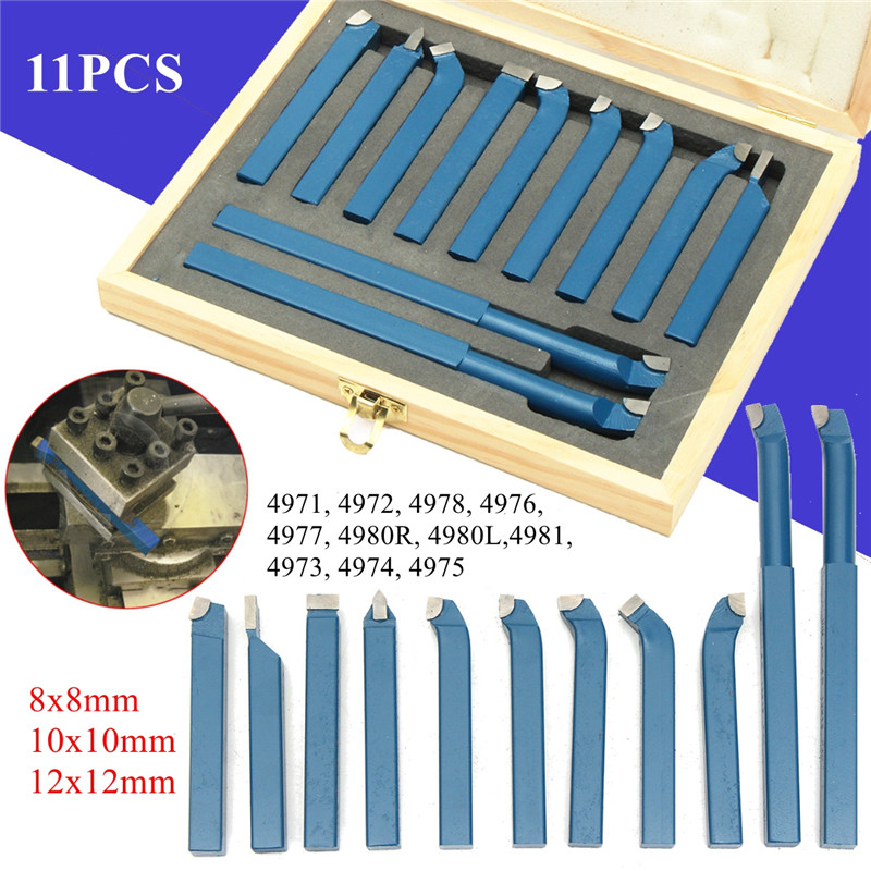 Ocut 11PCS Carbide Tip Cutting Turning Boring Bit Mini Metal Lathe Tool Set Carbide for Metal Working Lathe Thread 8 10 12mm - Welded carbide turning tools - 2