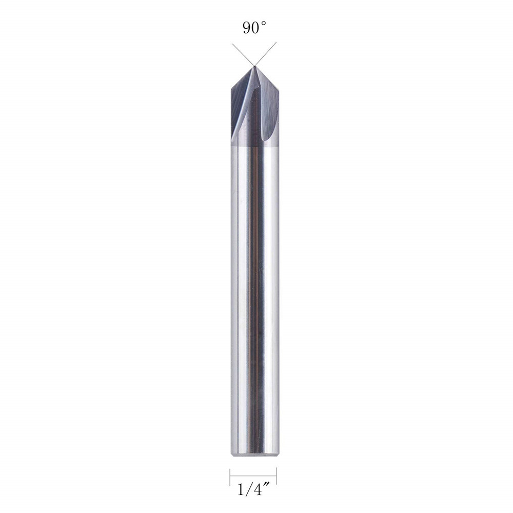 Ocut Chamfer End Mill With 90 Degree Carbide V Bits Tiain Coated 4 Flutes - Chamfering and deburring tools - 1