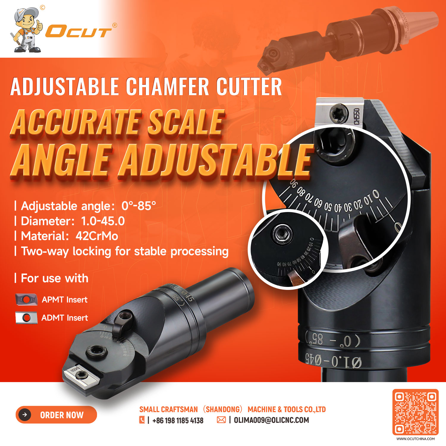 Ocut C20 C25 Universal Chamfering Cutter with ADNT1604 Insert Adjustable Chamfering Cutter Multi-Purpose Milling Cutter Bar 0-85 Degree Chamfering - Chamfering and deburring tools - 1