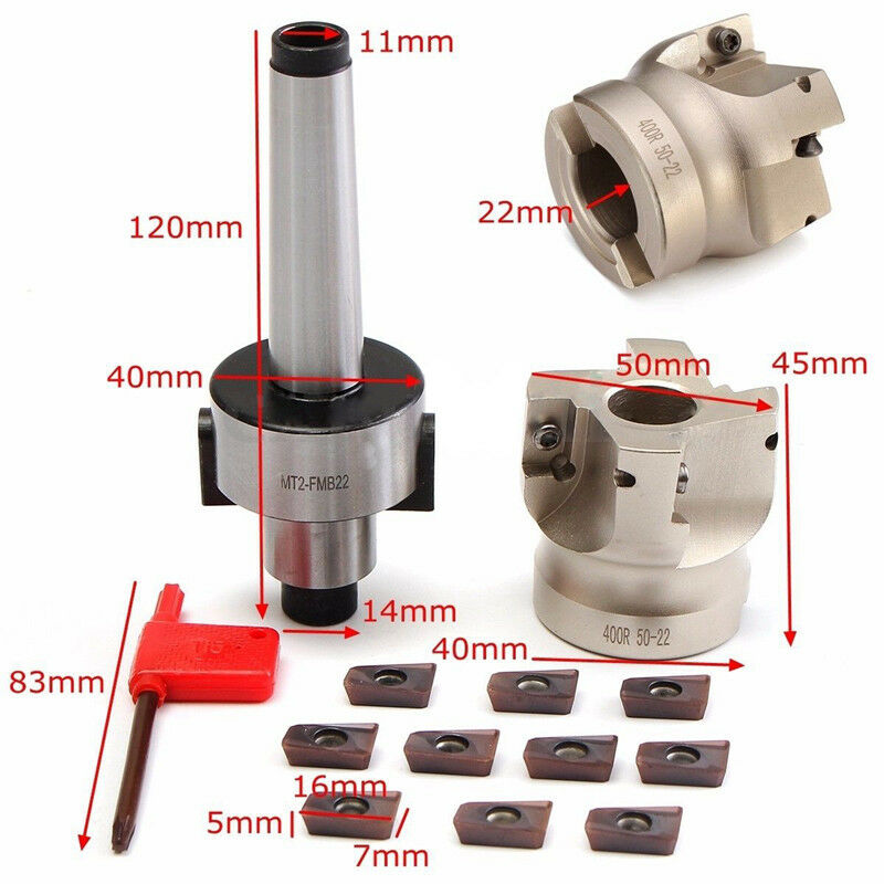 Ocut Face Milling Set MT2-FMB22 Arbor+ 400R 50 22 4T Face Mill + 10PCs APMT Insert - Face mill - 1