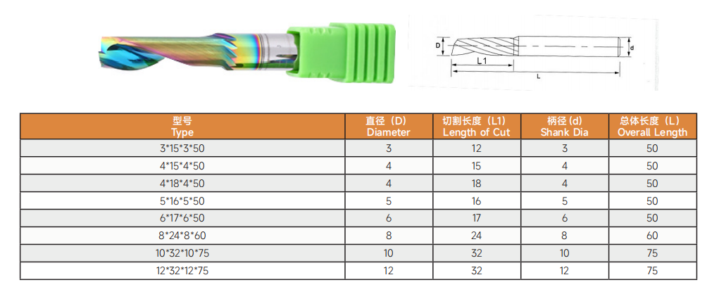 Ocut Tungsten Steel Colored Single Edge Milling Cutter Machining Center 3-12mm Cnc Tool Coated Tungsten Mill - End Mill - 2